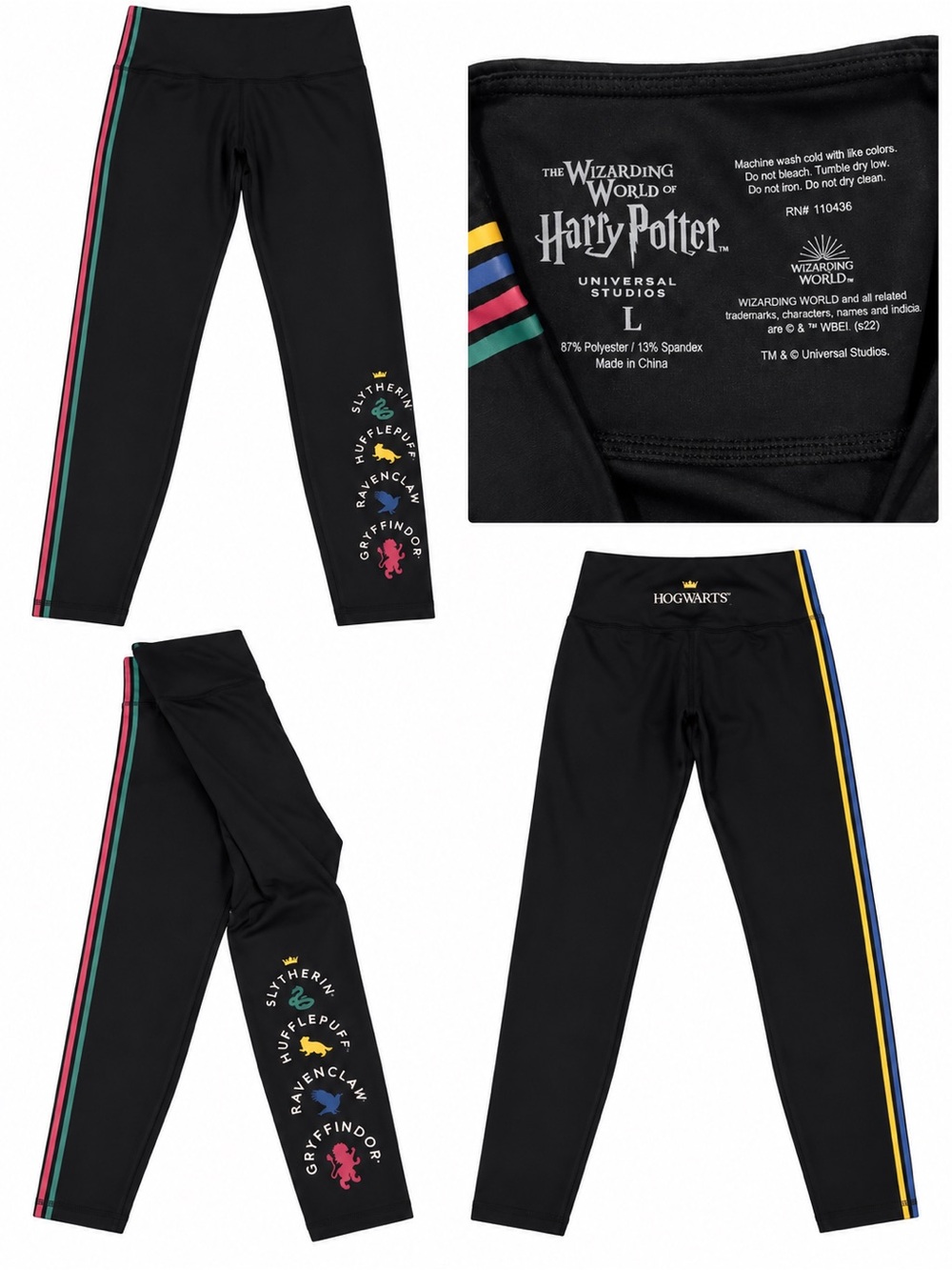 Warner Bros. Black Harry Potter House Stripe Leggings with Multi-Color Accents